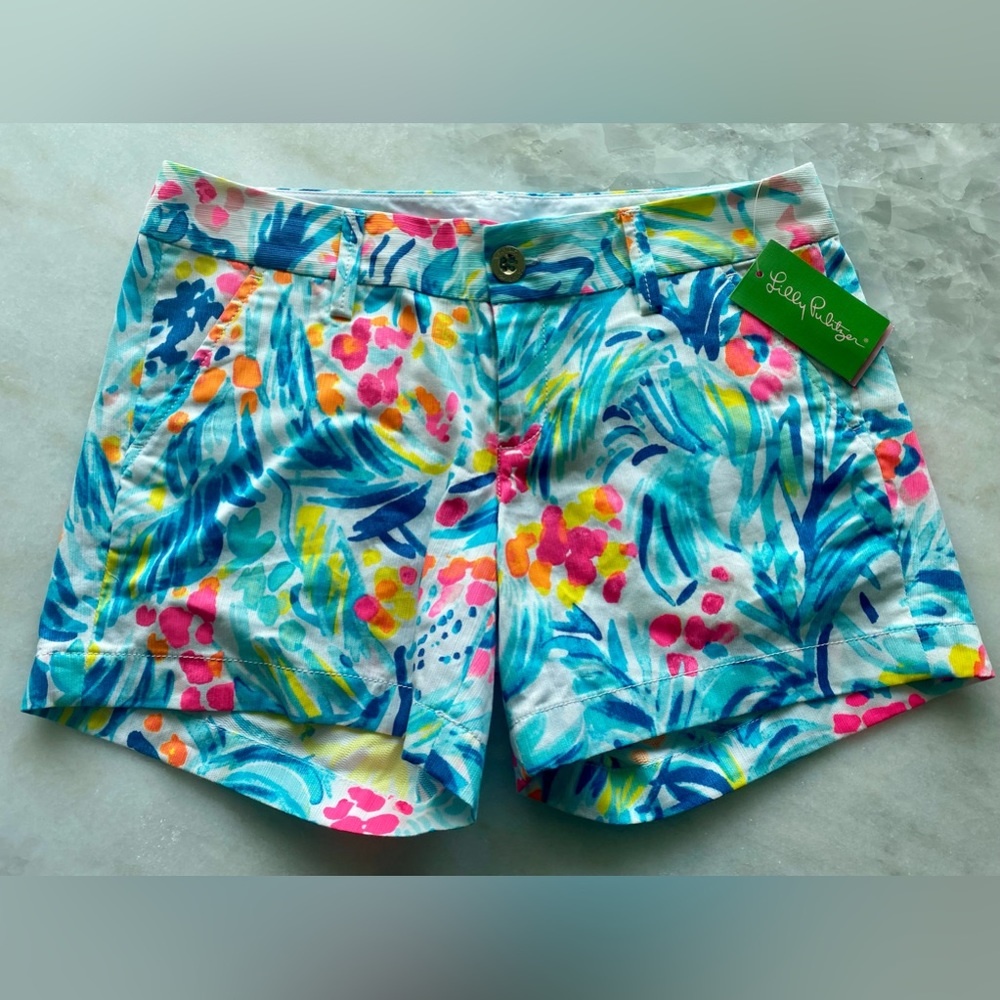 Lilly Pulitzer Serene Blue Tippy Top Callahan Shorts, Size 2, Brand New!